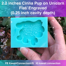 Load image into Gallery viewer, 2.2 inches Cinna Pup on Unicorn FLAT Engraved Silicone Mold for Resin Deco Charms Cabochons

