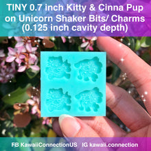 Load image into Gallery viewer, TINY 0.7 inch Kitty &amp; Cinna Pup on Unicorn FLAT Engraved Shaker Bits Silicone Mold for Resin Deco Charms Cabochons
