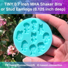 Load image into Gallery viewer, TINY 0.7 inch high Hero Anime Characters (0.125 inch thick/ deep) Silicone Mold for Custom Resin Shaker Bits Cabochons Charms
