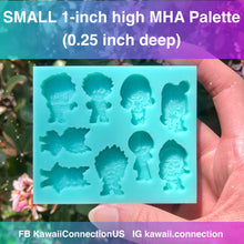 Load image into Gallery viewer, SMALL 1-inch high Anime Characters (0.25 inch thick/ deep) Silicone Mold for Custom Resin Cabochons Charms
