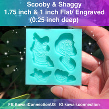 Load image into Gallery viewer, 1.75inch + 1inch Scaredy Dog &amp; BFF Silicone Mold for Resin Bag Bow Centers Stitch Markers and Key Charms
