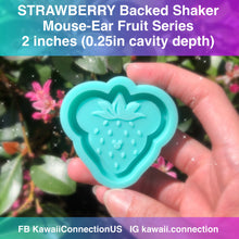 Load image into Gallery viewer, 2 inches Strawberry Mouse Fruit Backed Shaker Silicone Mold for Custom Resin Key Charms and Bow Center
