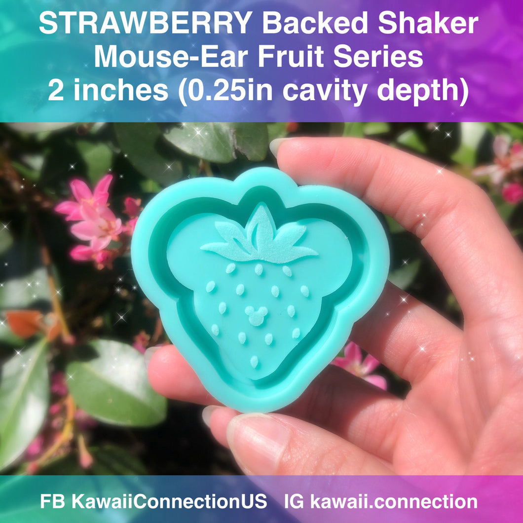 2 inches Strawberry Mouse Fruit Backed Shaker Silicone Mold for Custom Resin Key Charms and Bow Center