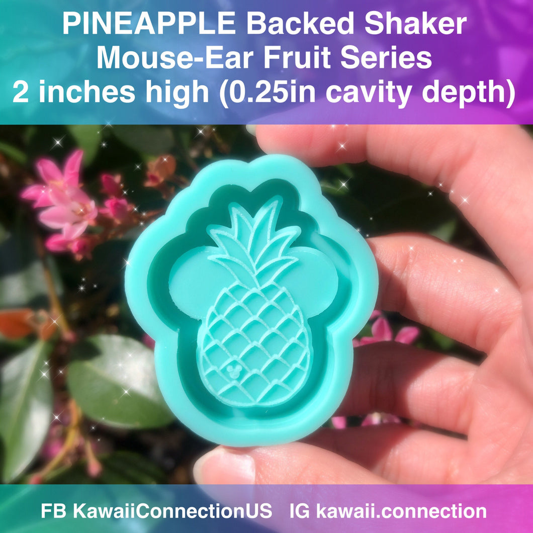 2 inches Pineapple Mouse Fruit Backed Shaker Silicone Mold for Custom Resin Key Charms and Bow Center