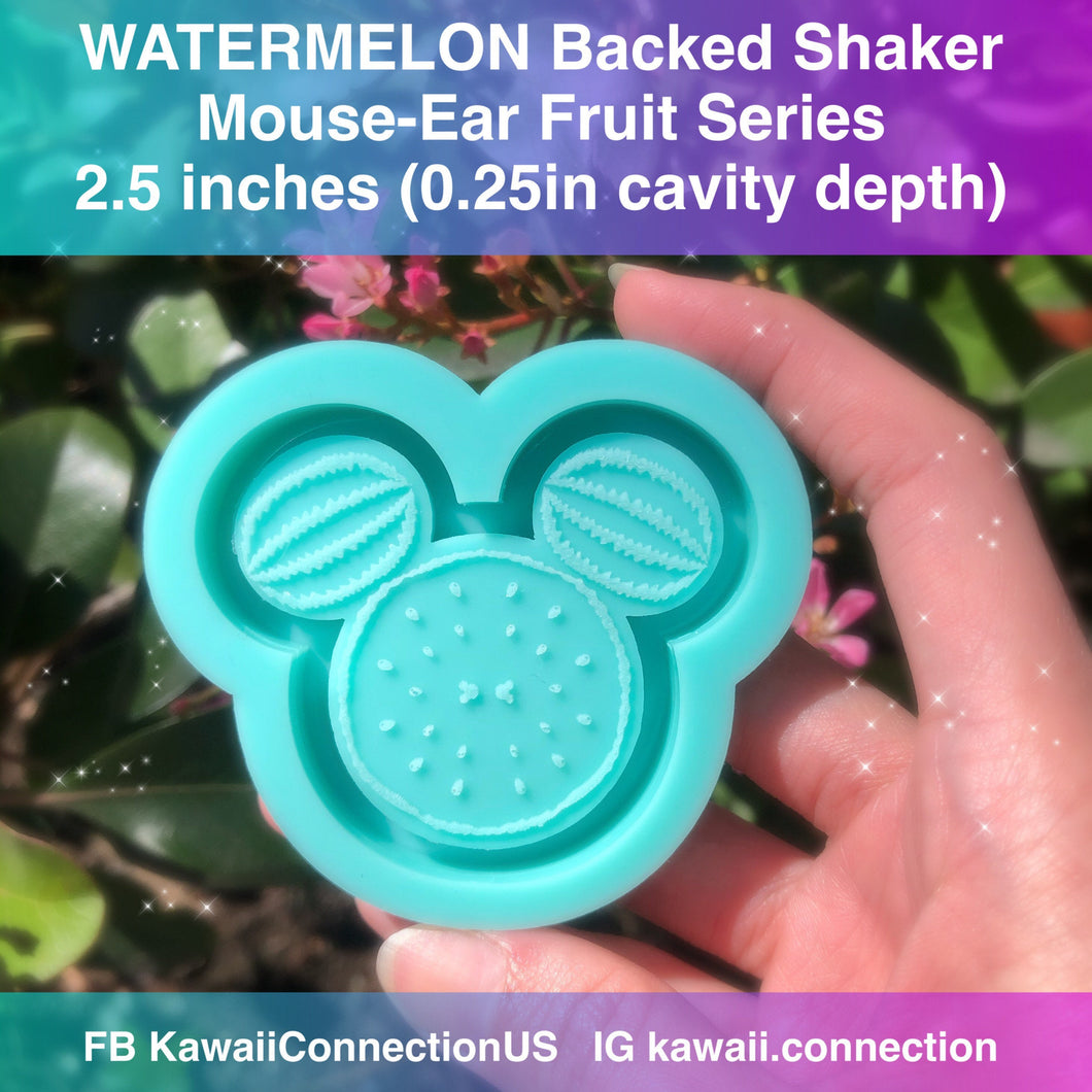 2.5 inches Watermelon Mouse Fruit Backed Shaker Silicone Mold for Custom Resin Key Charms and Bow Center