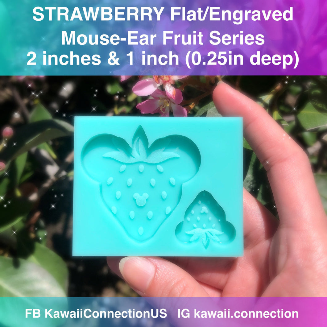 2 sizes (2 inches & 1 inch) Pineapple Mouse Fruit (Flat/Engraved) Silicone Mold for Custom Resin Key Charms and Bow Center