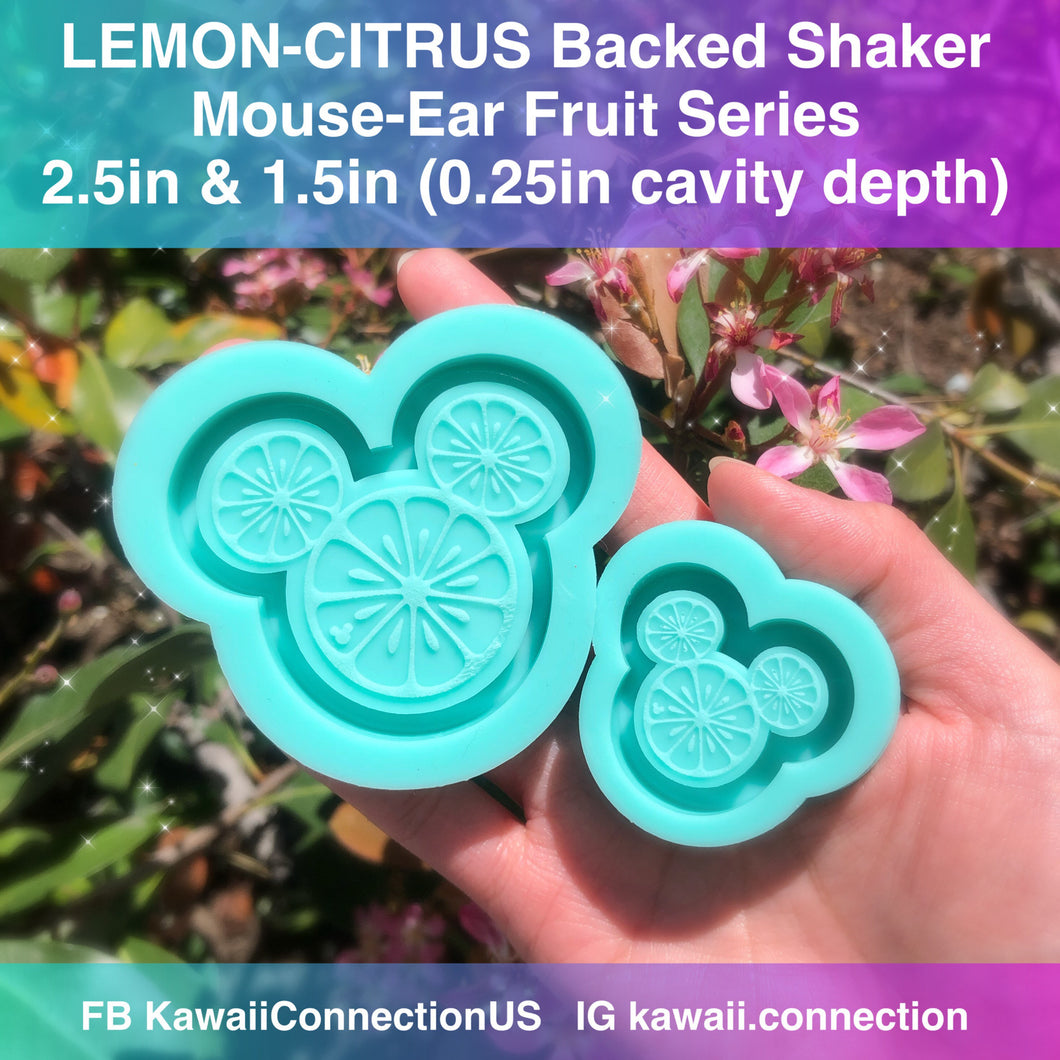 1.5 inches or 2.5 inches Citrus Lemon Lime Orange Mouse Fruit Backed Shaker Silicone Mold for Custom Resin Key Charms and Bow Center
