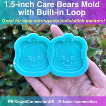 Load image into Gallery viewer, 1 inch or 1.5 inch PAIR of Shiny Care Bears Detailed Design Silicone Mold for Custom Resin Dangle Earrings Charms Zip Pull Stitch Marker

