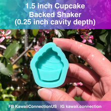 Load image into Gallery viewer, CHOICE 1.5 inch or 2.5 inch tall Cupcake Shiny Backed Shaker Silicone Mold Palette for Resin Craft Keychain Charms DIY
