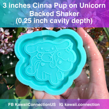 Load image into Gallery viewer, 3 inches Cinna Pup on Unicorn Backed Shaker Silicone Mold for Resin Deco Charms Cabochons

