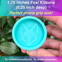 Load image into Gallery viewer, 1.75 inch Fox Kitsune w Kanji Silicone Mold for Custom Resin Charms Perfect for Phone Grip
