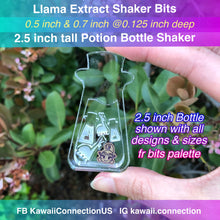 Load image into Gallery viewer, MEDIUM Set 2.5 inch high Llama Extract Potion Bottle Shaker + TINY 0.5&amp;0.7 inch Bits Silicone Mold for Resin Craft Keychain Charms DIY
