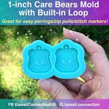 Load image into Gallery viewer, 1 inch or 1.5 inch PAIR of Shiny Care Bears Detailed Design Silicone Mold for Custom Resin Dangle Earrings Charms Zip Pull Stitch Marker

