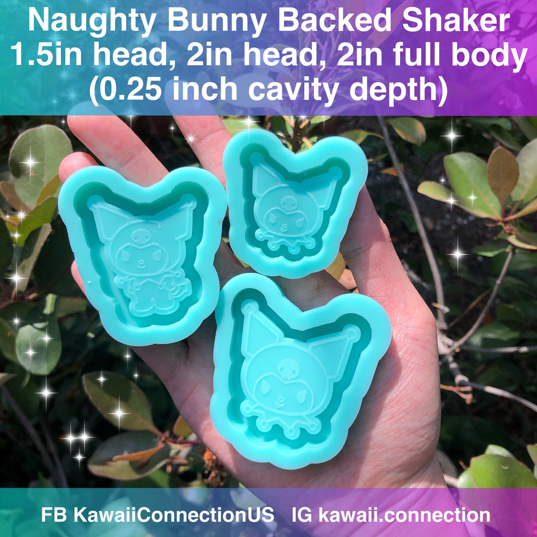 CHOICE of size & style Naughty Bunny Backed Shaker Silicone Mold for Resin Deco Charms Cabochons fr Japanese Pop Cartoon
