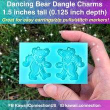 Load image into Gallery viewer, 1.5 inches tall PAIR of Grateful Dead Dancing Bear Silicone Mold for Resin Dangle Charm Earrings Pendants Stitch Markers Zipper Pull DIY
