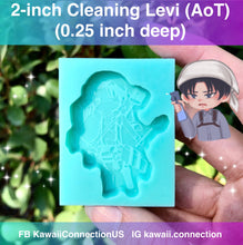 Load image into Gallery viewer, 2 inch tall (0.25 inch deep) Cleaning Levi Ackerman Attack on Titan AoT Silicone Mold Palette for Resin Bag or Key Charm
