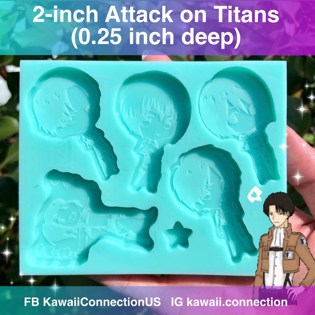 2 inch tall (0.25 inch deep) Attack on Titan AoT Silicone Mold Palette for Resin Bag or Key Charm