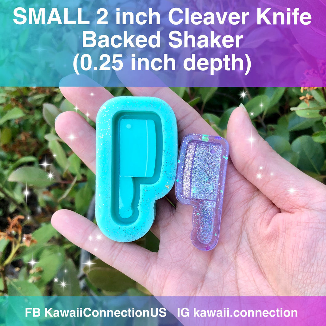 SMALL 2 inch Cleaver Knife (0.25 inch cavity depth) Backed Shaker for Charms Silicone Mold for Resin