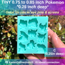 Load image into Gallery viewer, TINY 0.75 inch at 0.25 inch thick Pokemon (3 Palettes w 26 characters to Choose From) Game  Silicone Mold for Dangle Earrings Resin Charms
