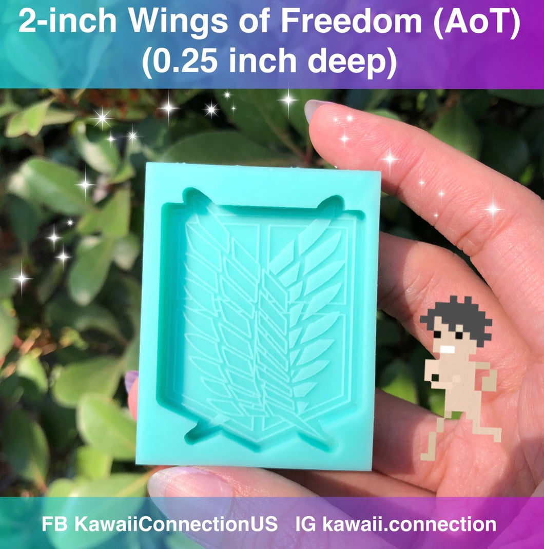 2 inch tall (0.25 inch deep) Wings of Freedom Scouts of Attack on Titan AoT Silicone Mold for Resin Bag or Key Charm