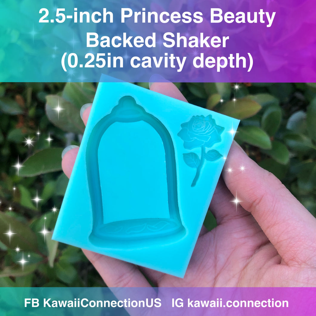 2.5 inch high Princess Beauty Dome Backed Shaker with Rose Silicone Mold for Resin Pendants Charms Cabochons