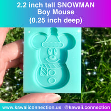 Load image into Gallery viewer, 2-inch tall (0.25inch deep) Snowman Mouse Girl and/or Boy Silicone Mold for Resin, Clay for Christmas Holiday Crafts
