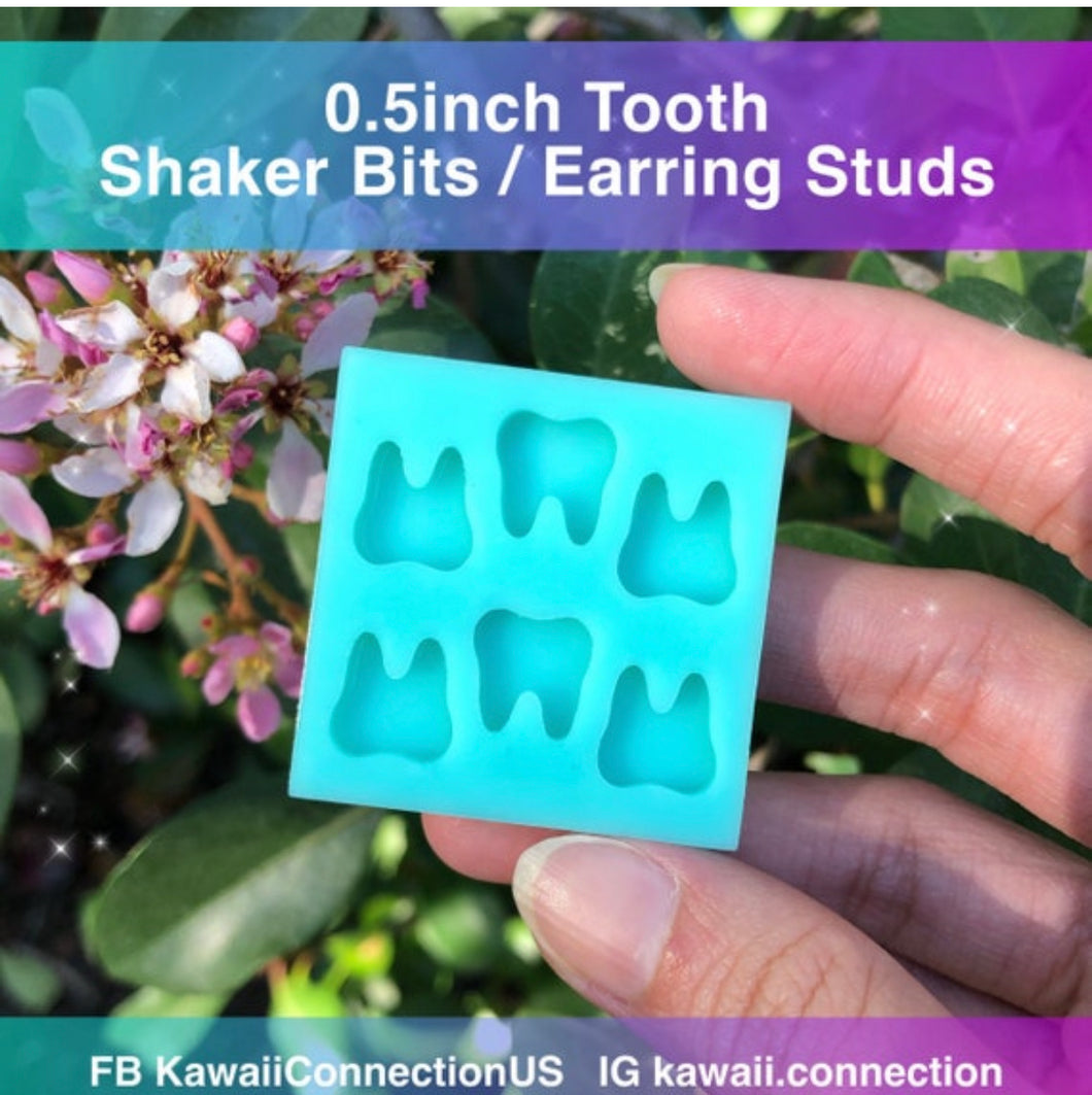 TINY 0.5 inch Flat Teeth Tooth Earring Studs or Shaker Bits Silicone Mold Palette for Resin Deco Bag Earrings Studs Shaker Charms DIY