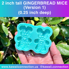 Load image into Gallery viewer, 2-inch Tall (0.25 inch deep) *2 DESIGN CHOICES* Gingerbread Girl + Boy Mouse Head Silicone Mold for Custom Resin, Clay for Christmas Holiday Charms
